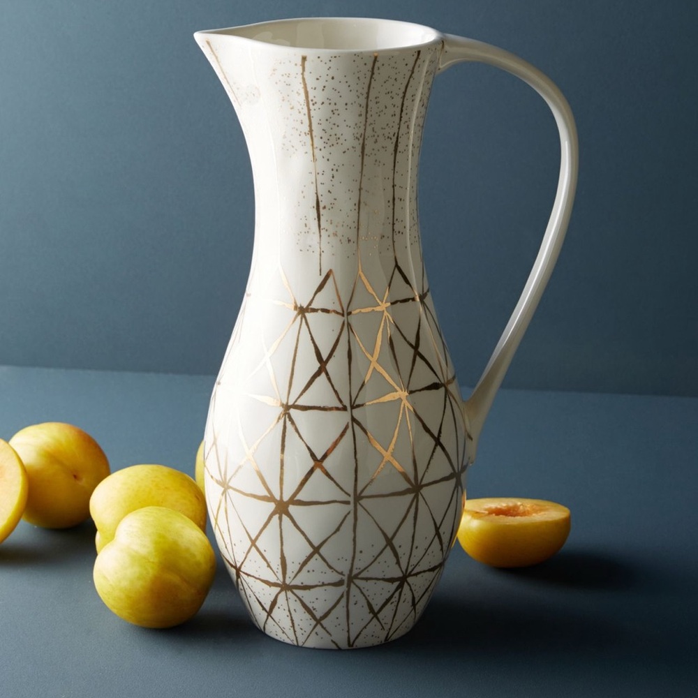 Anthropologie Oleanna Pitcher Gold and Cream
